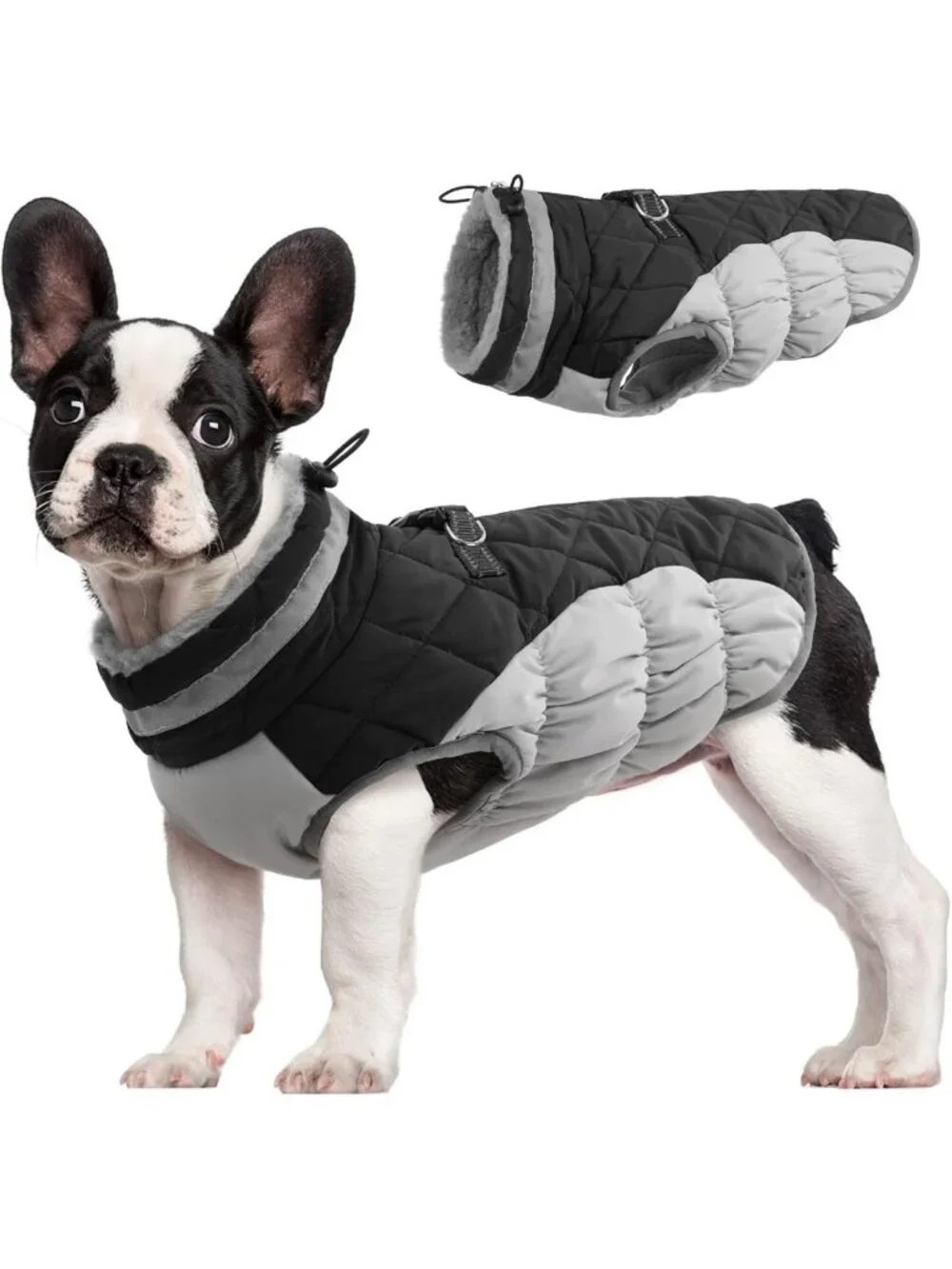 Cozy Fleece Dog Winter Jacket for Small Dogs with Harness - Warm Pet Coat